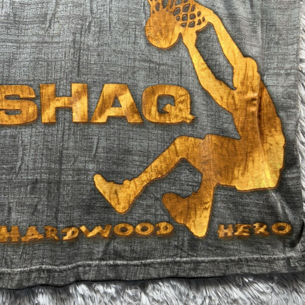 Vintage 90s Shaq Shirt Hardwood Mens Medium Gray Gold Graphic Basketball Dunk - Picture 2 of 15